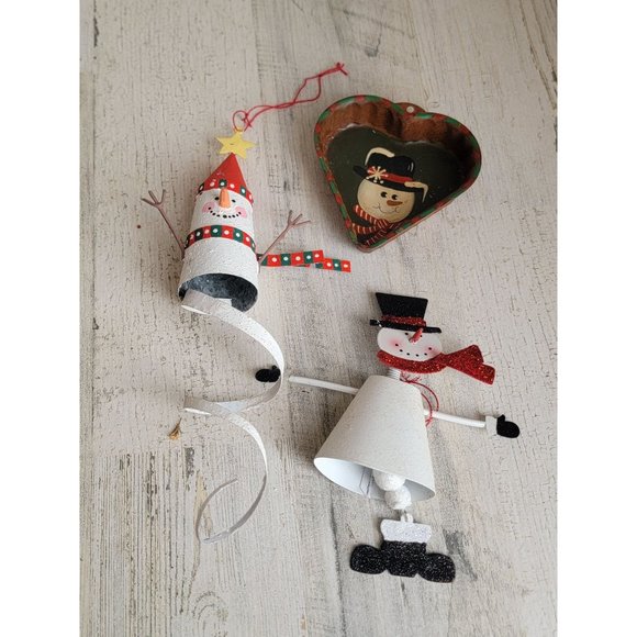 Vintage rustic Snowman Spiral heart ornament Xmas set - Picture 6 of 14